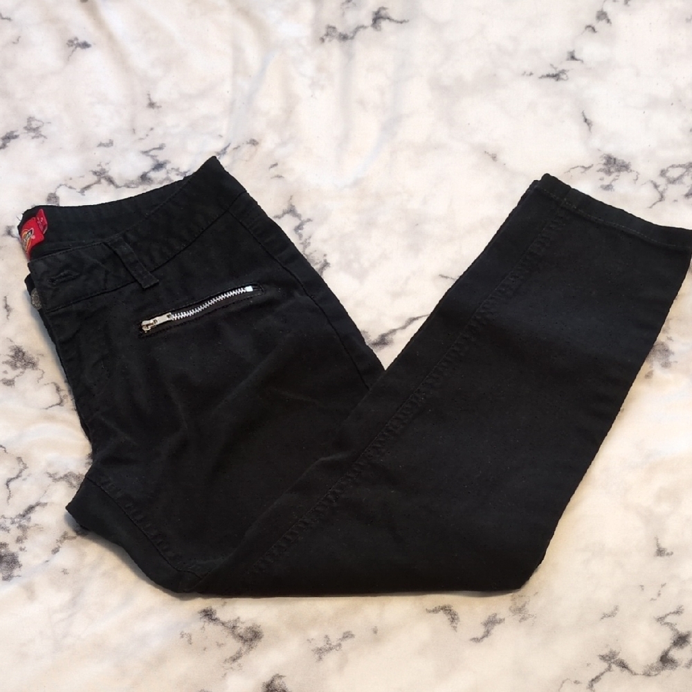 Dickies Women's Black Skinny Pants with Zipper Detail